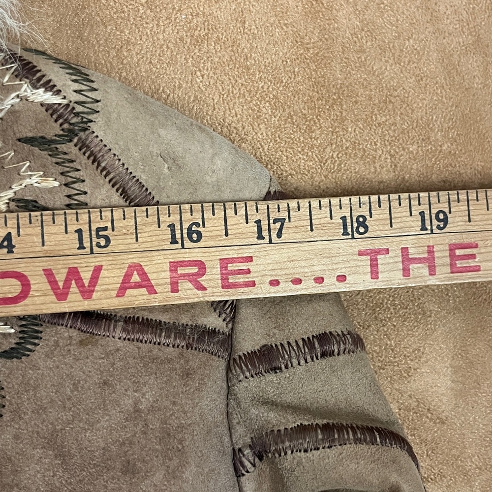 Y2K Shearling Pachwork Embroidered Pennylane Coat XS-S - Picture 10 of 13